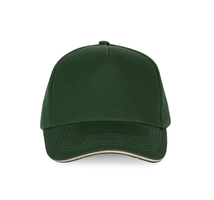 5-Panel-Kappe - Sandwichschirm Forest Green / Beige