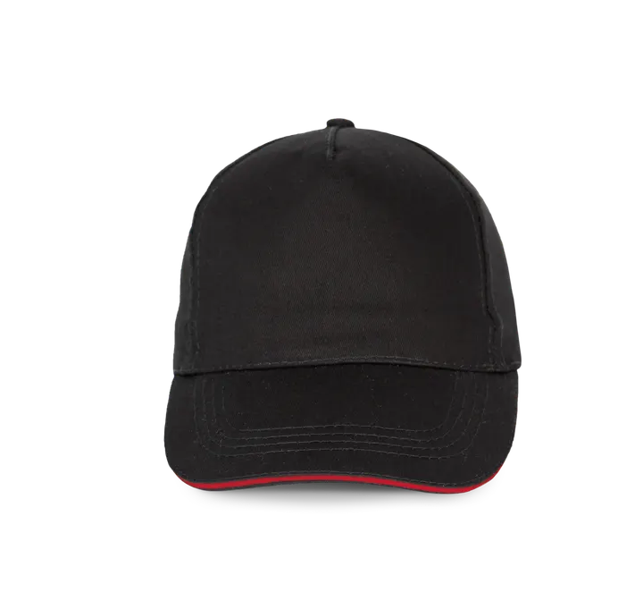 5-Panel-Kappe - Kontrast-Sandwichschirm Black / Red