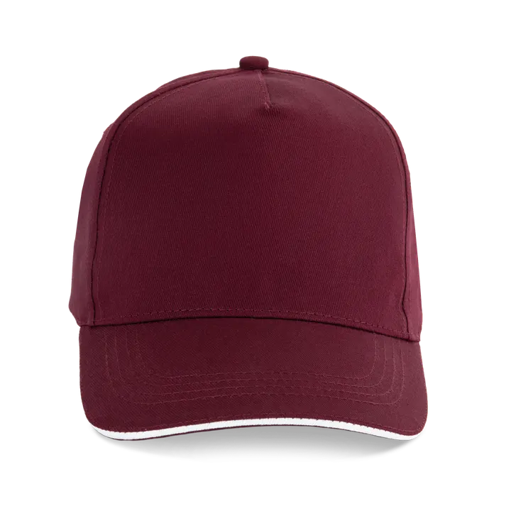 5-Panel-Kappe - Kontrast-Sandwichschirm Burgundy / White