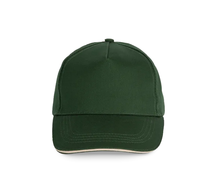 5-Panel-Kappe - Kontrast-Sandwichschirm Forest Green / Beige