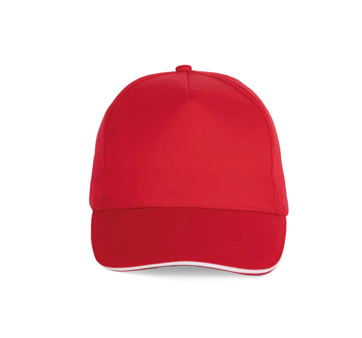 5-Panel-Kappe - Kontrast-Sandwichschirm Red / White