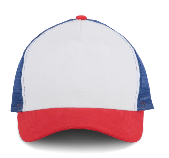 Casquette trucker - 5 panneaux White/French red/Reflex blue