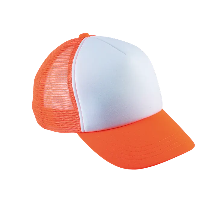 Casquette trucker enfant - 5 panneaux White / Fluorescent Orange