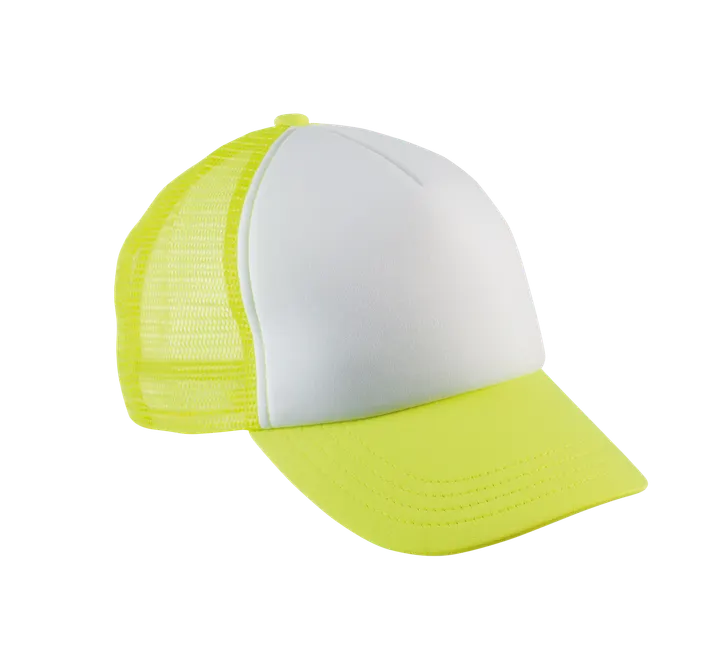 Casquette trucker enfant - 5 panneaux White / Fluorescent Yellow
