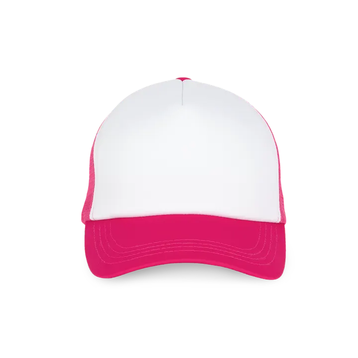 Casquette trucker enfant - 5 panneaux White / Fuchsia
