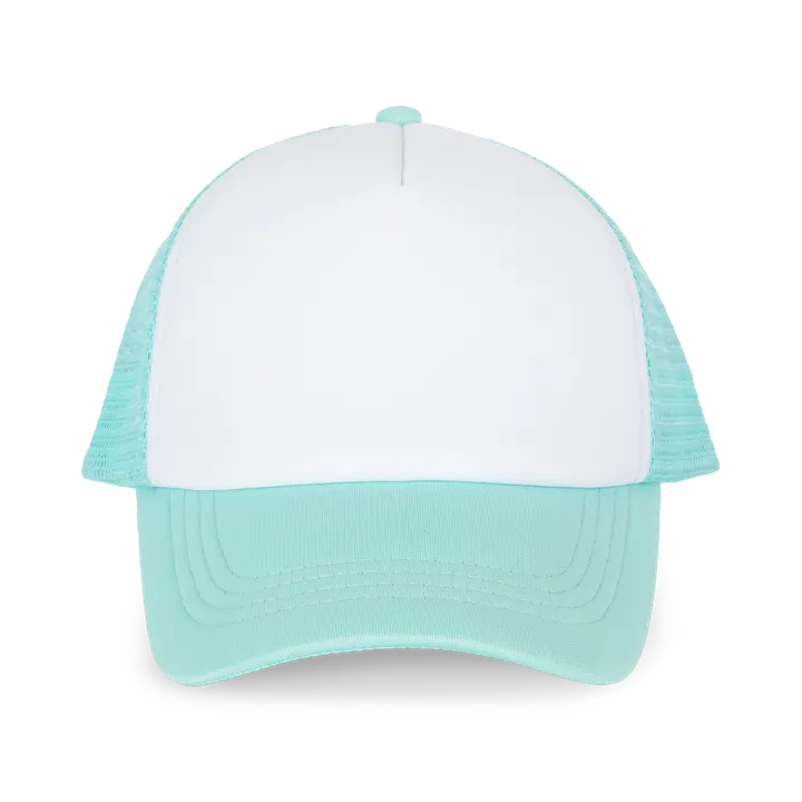Casquette trucker enfant - 5 panneaux White / Pastel Cyan