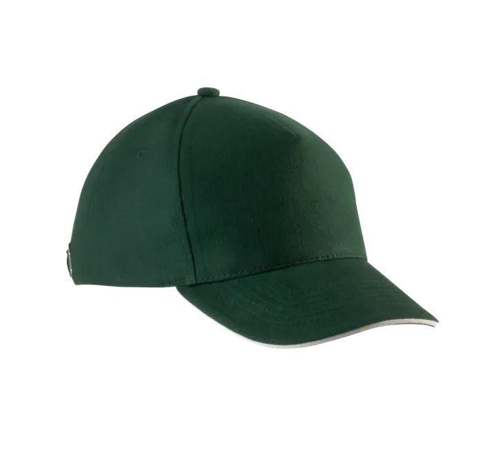 5-Panel Kinderkappe mit Kontrast-Sandwichschirm Forest Green / Beige