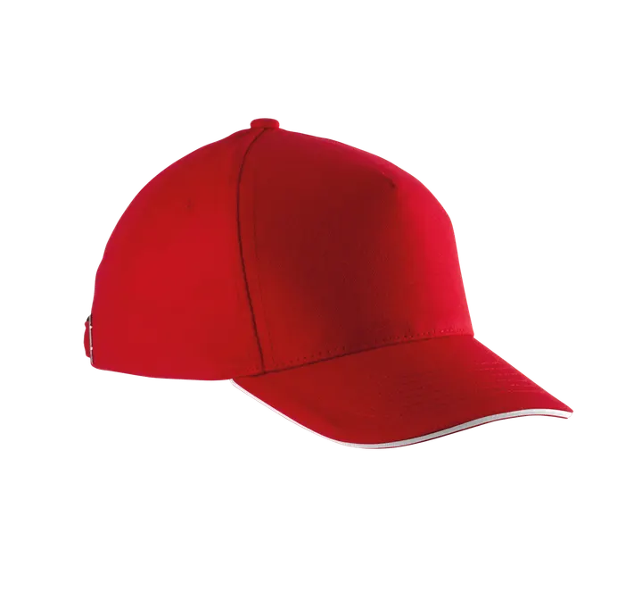 5-Panel Kinderkappe mit Kontrast-Sandwichschirm Red / White