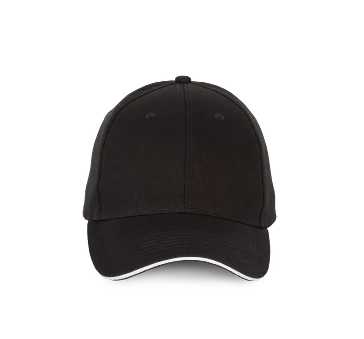 6-Panel-Kappe mit Kontrast-Sandwichschirm Black / White