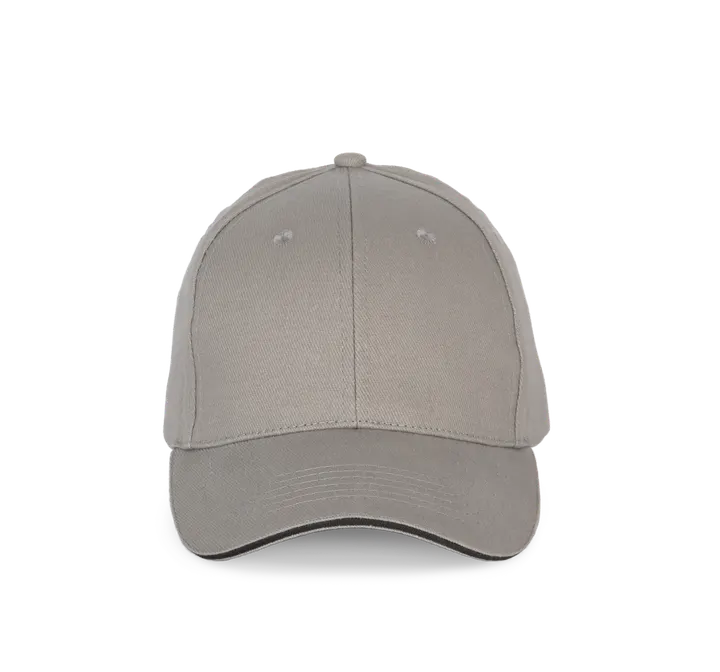 6-Panel-Kappe mit Kontrast-Sandwichschirm Light Grey / Dark Grey