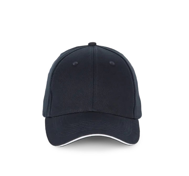 6-Panel-Kappe mit Kontrast-Sandwichschirm Navy / White