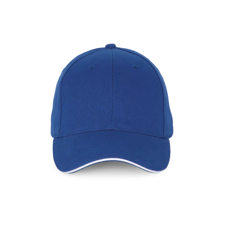 6-Panel-Kappe mit Kontrast-Sandwichschirm Royal Blue / White