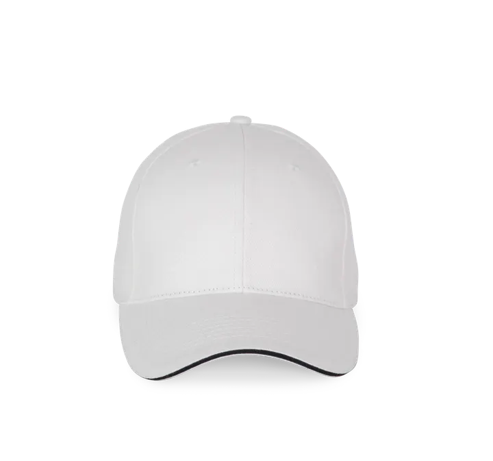 6-Panel-Kappe mit Kontrast-Sandwichschirm White / Navy
