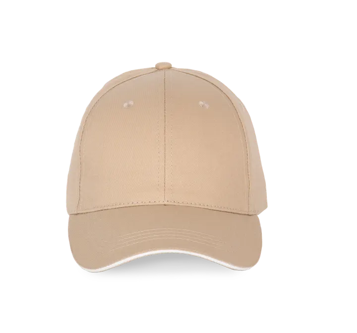 6-Panel-Kappe mit Kontrast-Sandwichschirm Beige / White