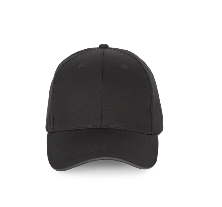 6-Panel-Kappe mit Kontrast-Sandwichschirm Black / Dark Grey