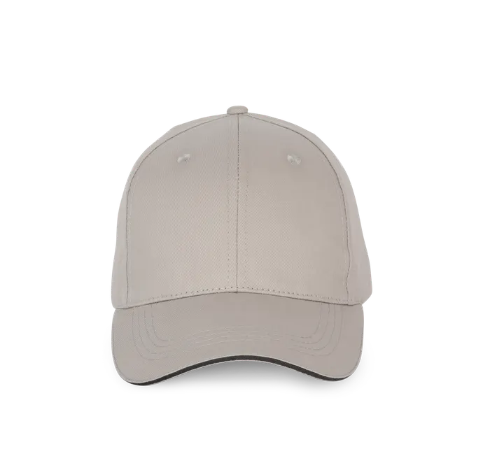 6-Panel-Kappe mit Kontrast-Sandwichschirm Light Grey / Dark Grey