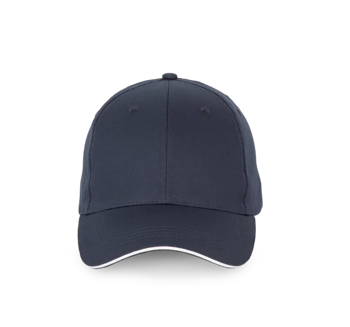 6-Panel-Kappe mit Kontrast-Sandwichschirm Navy / White