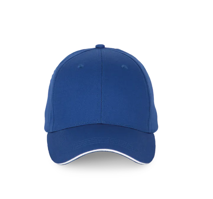 6-Panel-Kappe mit Kontrast-Sandwichschirm Royal Blue / White