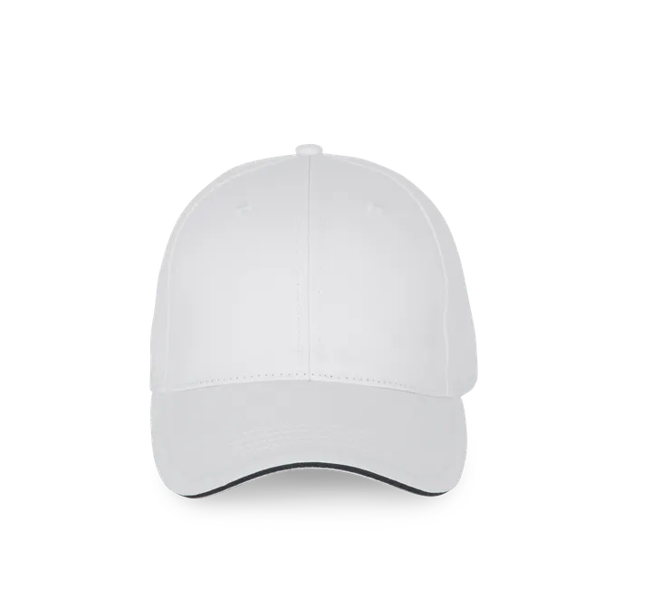 6-Panel-Kappe mit Kontrast-Sandwichschirm White / Navy