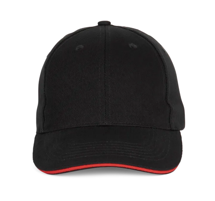 Casquette Baseball avec sandwich - 6 panneaux Black / Red