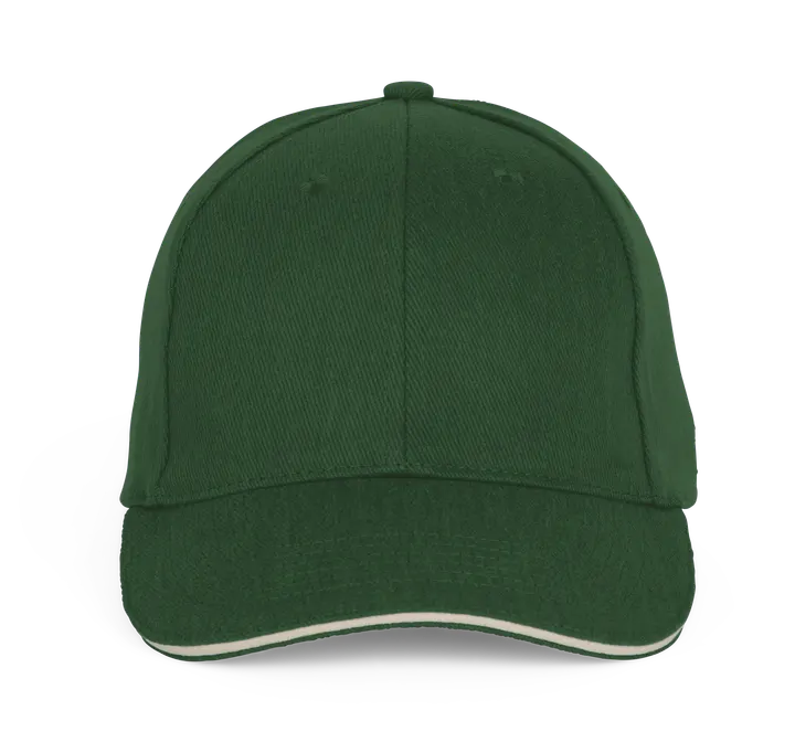 Casquette Baseball avec sandwich - 6 panneaux Forest Green / Beige
