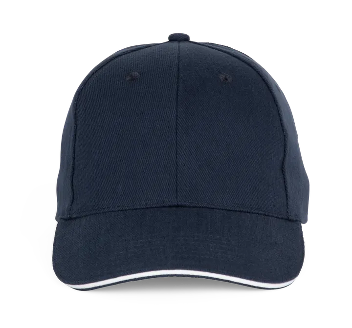 Casquette Baseball avec sandwich - 6 panneaux Navy / White
