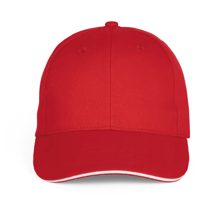Casquette Baseball avec sandwich - 6 panneaux Red / White