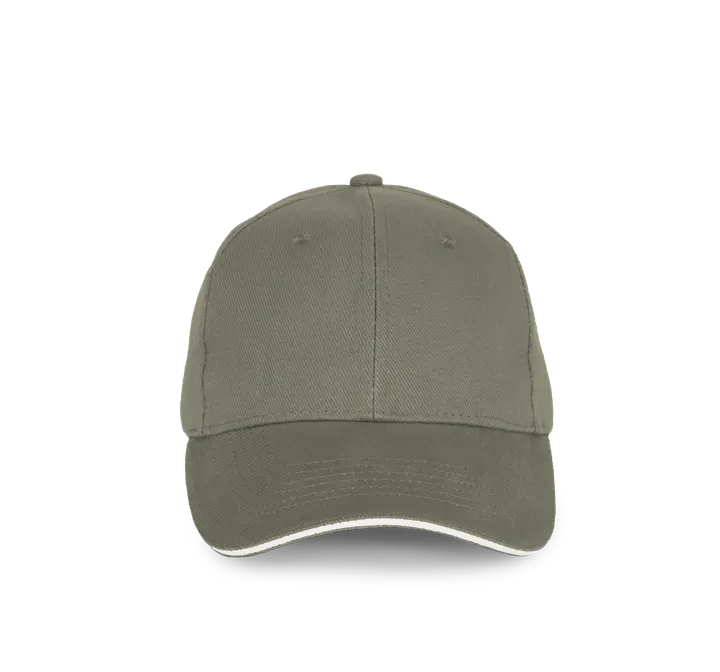Casquette en coton biologique à sandwich contrasté - 6 panneaux Almond Green / Ivory