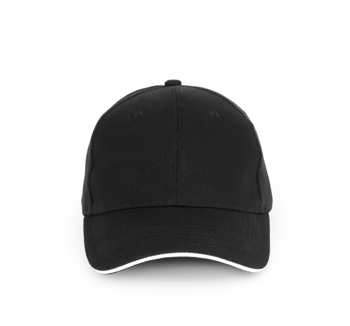 Casquette en coton biologique à sandwich contrasté - 6 panneaux Black / White