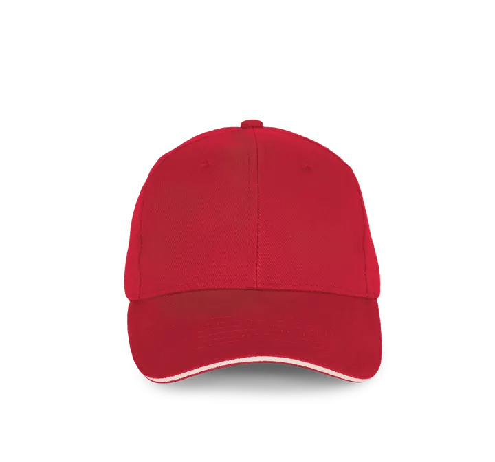 Casquette en coton biologique à sandwich contrasté - 6 panneaux Hibiscus Red / Ivory