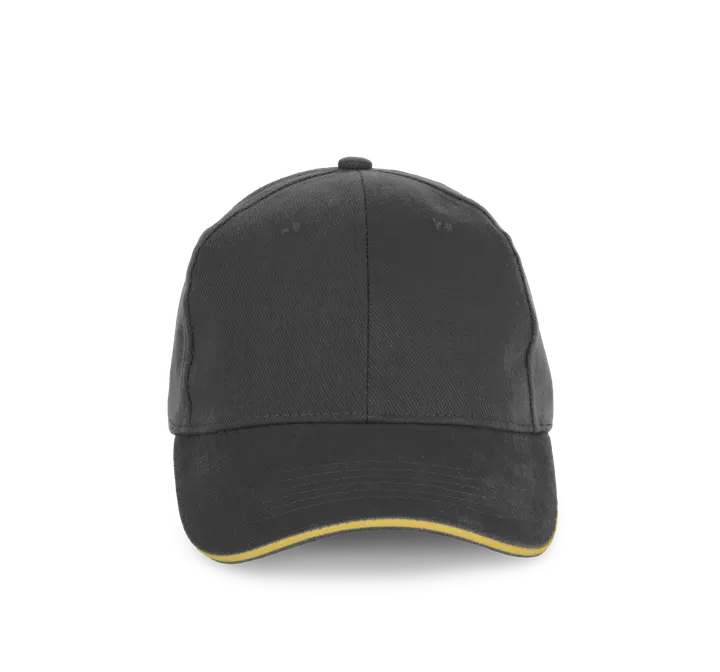 Casquette en coton biologique à sandwich contrasté - 6 panneaux Iron Grey / Pineapple