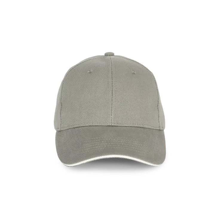 Casquette en coton biologique à sandwich contrasté - 6 panneaux Metal Grey / White
