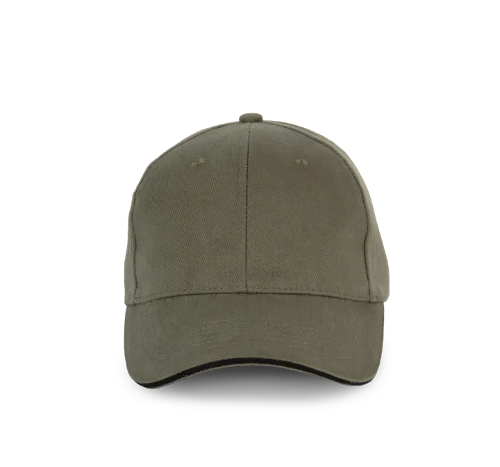 Casquette en coton biologique à sandwich contrasté - 6 panneaux Organic Khaki / Black
