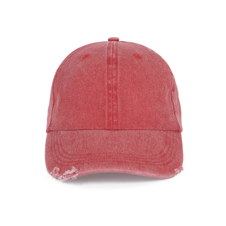 Casquette vintage effet déchiré - 6 panneaux Washed Red