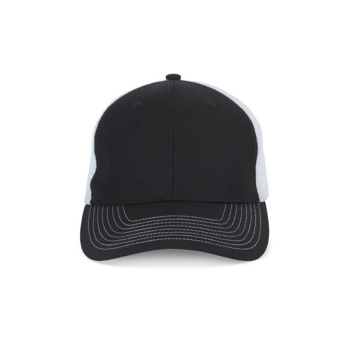 6 Panel Trucker mit kontrastfarbenen Nähten Black / White