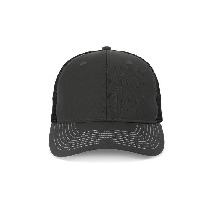 6 Panel Trucker mit kontrastfarbenen Nähten Dark Grey / Black