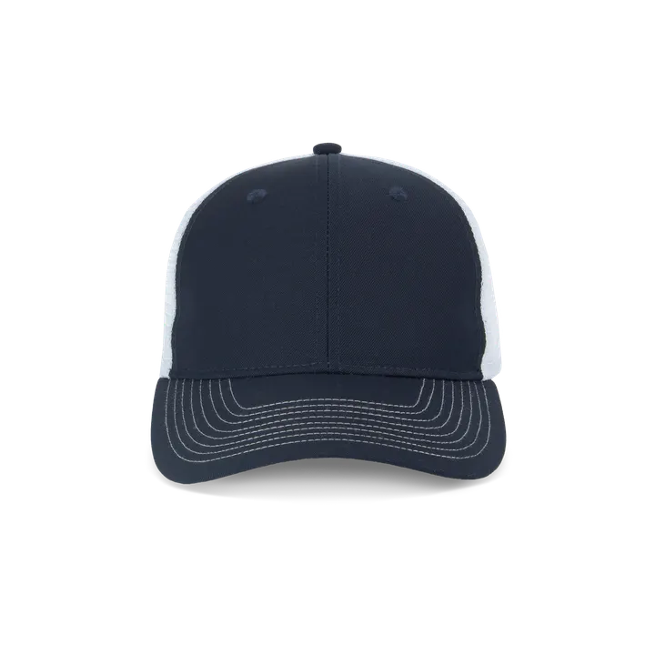 6 Panel Trucker mit kontrastfarbenen Nähten Navy / White