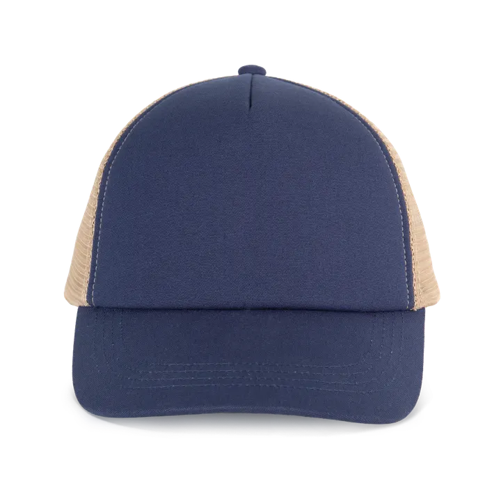 5 Panel-Trucker-Kappe aus Canvas-Baumwolle - K-up Gold Label Mood Indigo / Beige Sand