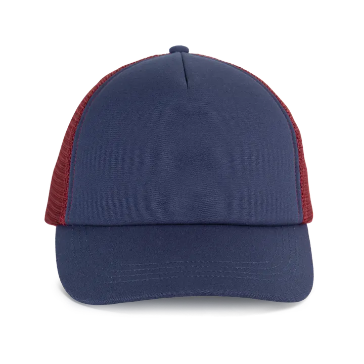 5 Panel-Trucker-Kappe aus Canvas-Baumwolle - K-up Gold Label Mood Indigo / Cabernet Wine