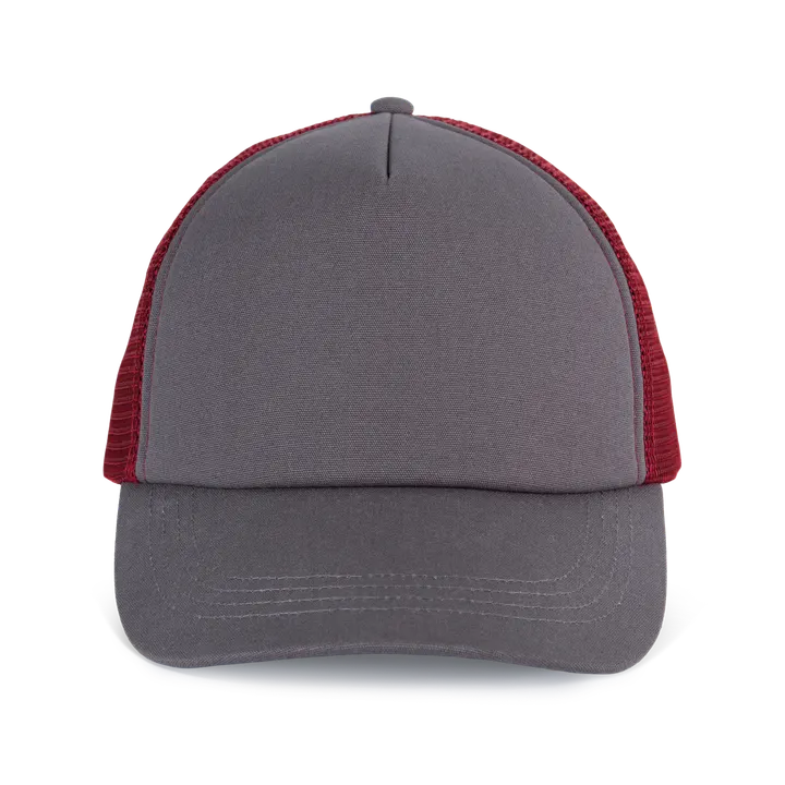 5 Panel-Trucker-Kappe aus Canvas-Baumwolle - K-up Gold Label Shark Grey / Cabernet Wine