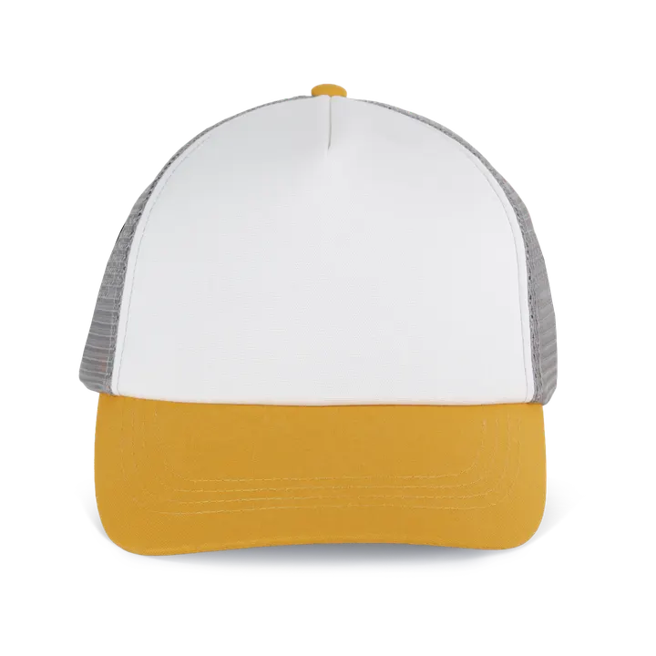 5 Panel-Trucker-Kappe aus Canvas-Baumwolle - K-up Gold Label White / Amber Yellow / Frost Grey
