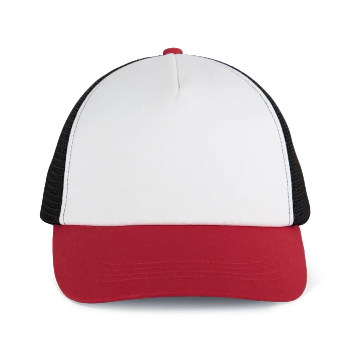 5 Panel-Trucker-Kappe aus Canvas-Baumwolle - K-up Gold Label White / Light Scarlet Red / Black