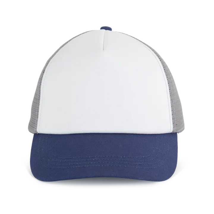 5 Panel-Trucker-Kappe aus Canvas-Baumwolle - K-up Gold Label White / Mood Indigo / Frost Grey