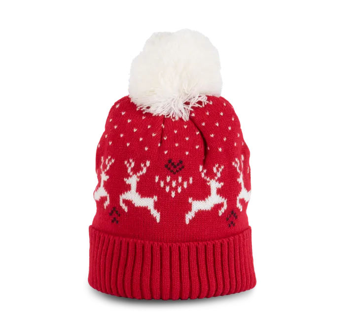 Rentier Weihnachtsmützev Cherry Red / Natural