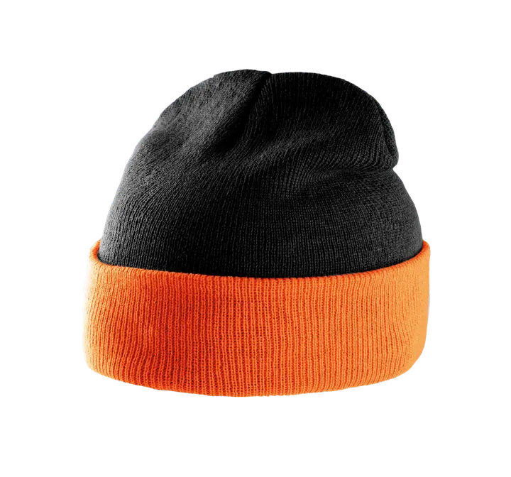 Bonnet bicolore avec revers Black / Orange