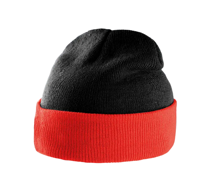 Bonnet bicolore avec revers Black / Red
