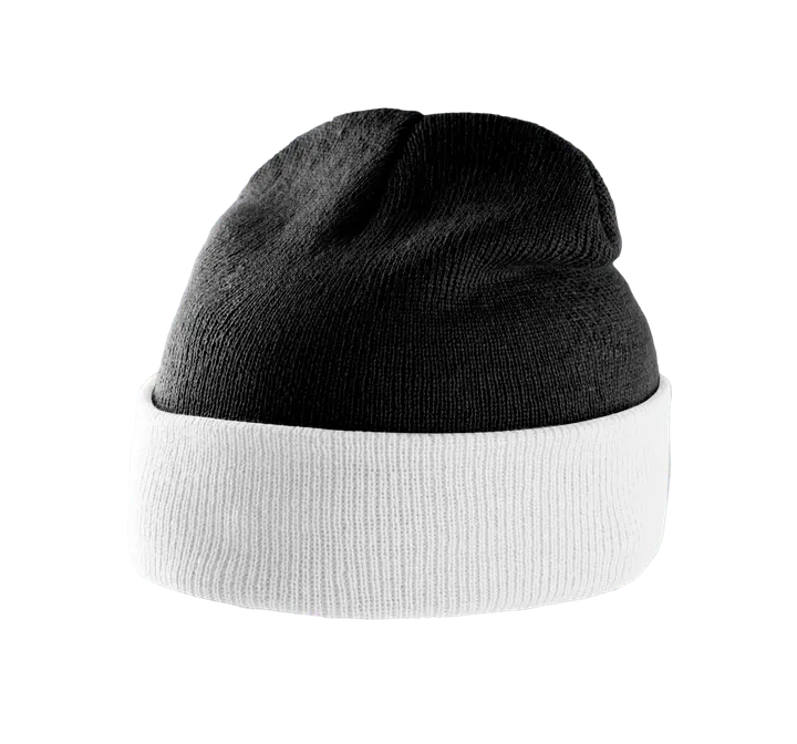 Bonnet bicolore avec revers Black / White