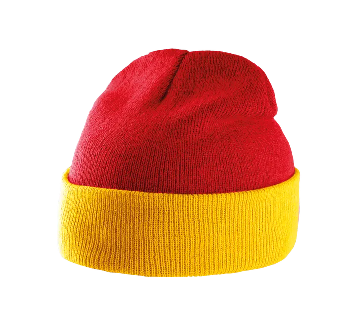 Bonnet bicolore avec revers Red / Yellow