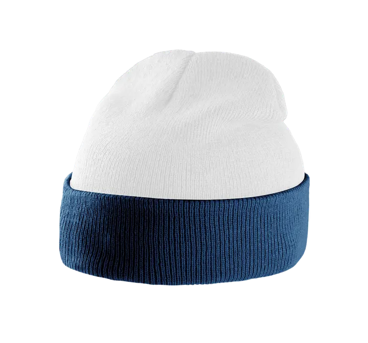 Bonnet bicolore avec revers White / Navy