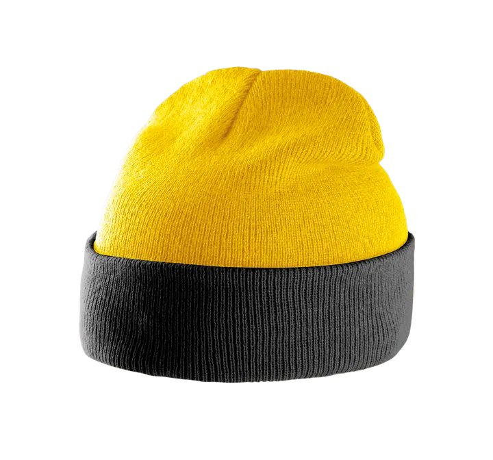 Bonnet bicolore avec revers Yellow / Black